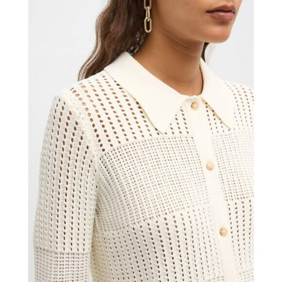 FRAME Shrunken Crochet Cardigan Ivory / Off White Women's Size Small - Picture 5 of 13